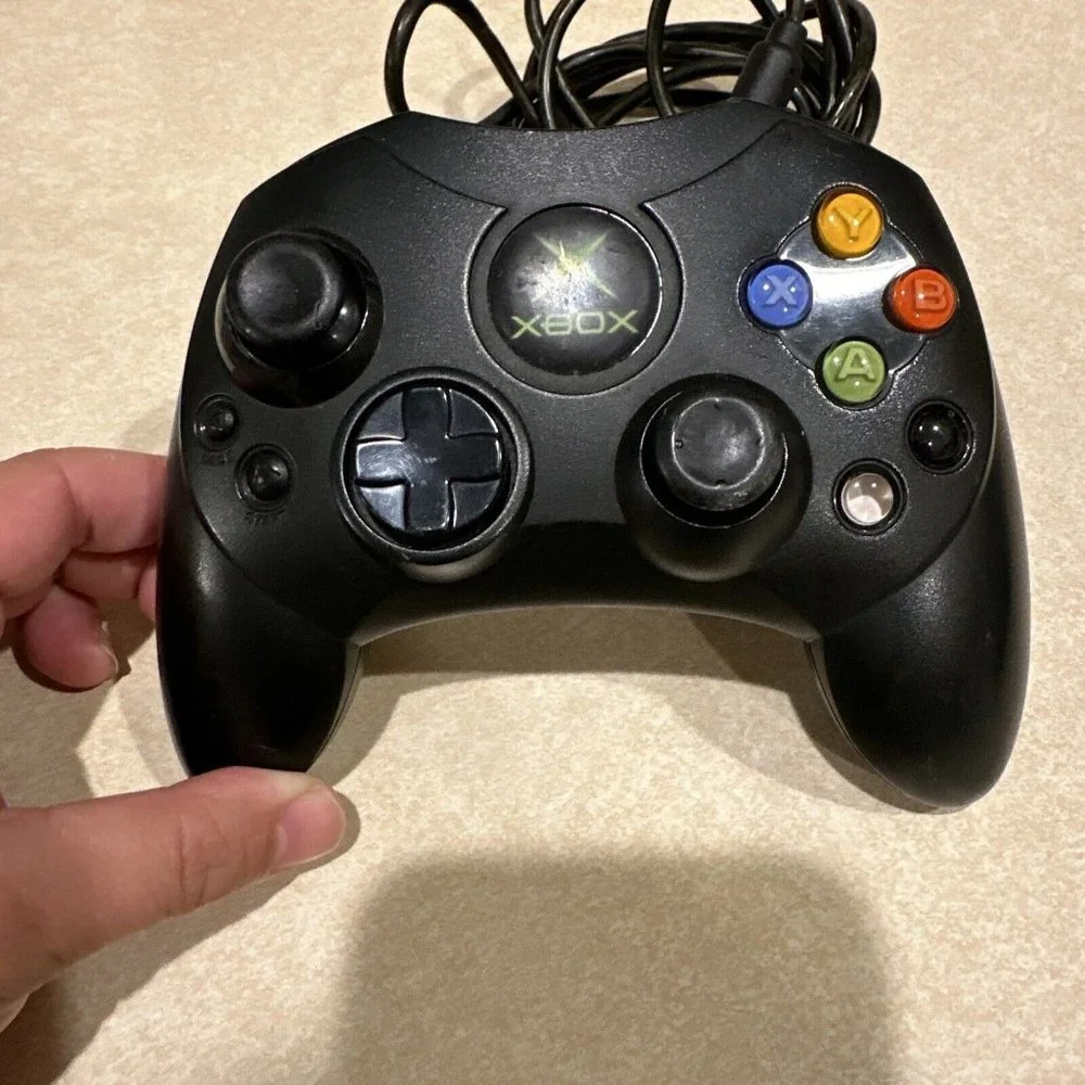 Original Microsoft Xbox S OEM Black Wired Controller - Tested & Working